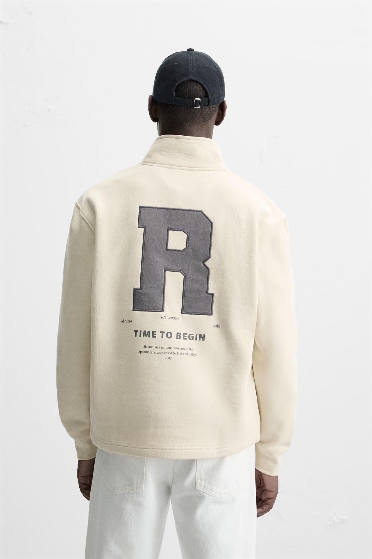 EMBROIDERED SWEATSHIRT WITH HIGH NECK AND ZIP - KANDRA
