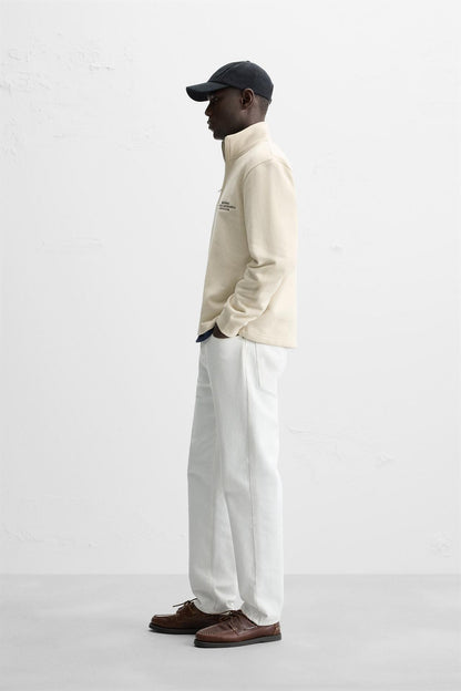 EMBROIDERED SWEATSHIRT WITH HIGH NECK AND ZIP - KANDRA