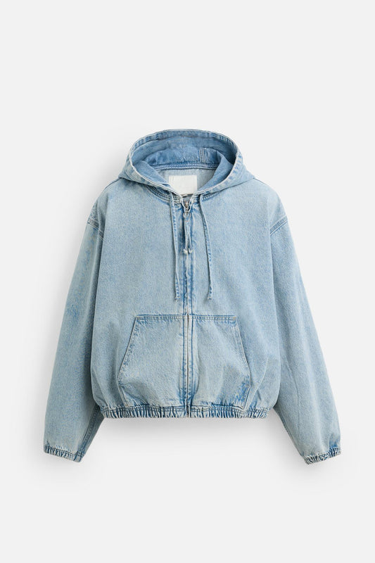 HOODED DENIM JACKET - KANDRA