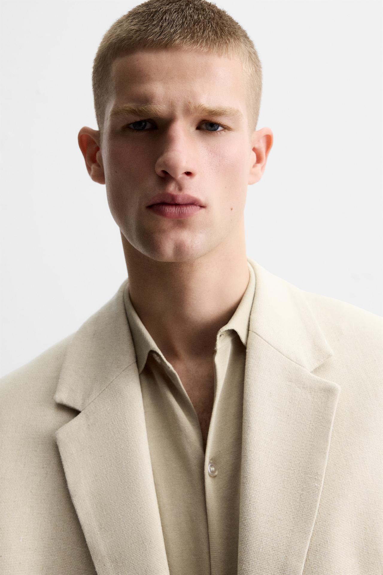 DOUBLE-BREASTED LINEN SUIT JACKET - KANDRA