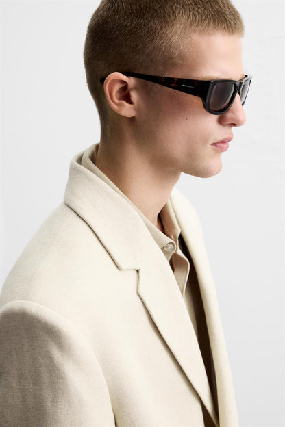 DOUBLE-BREASTED LINEN SUIT JACKET - KANDRA