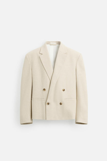 DOUBLE-BREASTED LINEN SUIT JACKET - KANDRA