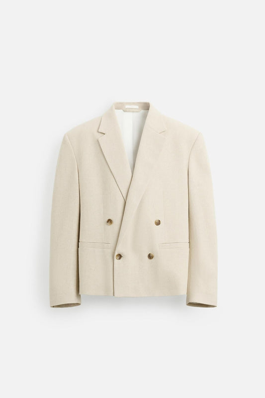DOUBLE-BREASTED LINEN SUIT JACKET - KANDRA