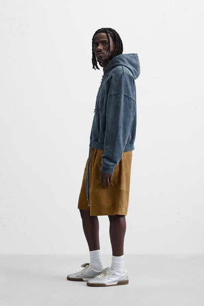 WASHED ZIP-UP SWEATSHIRT WITH NY PATCH - KANDRA