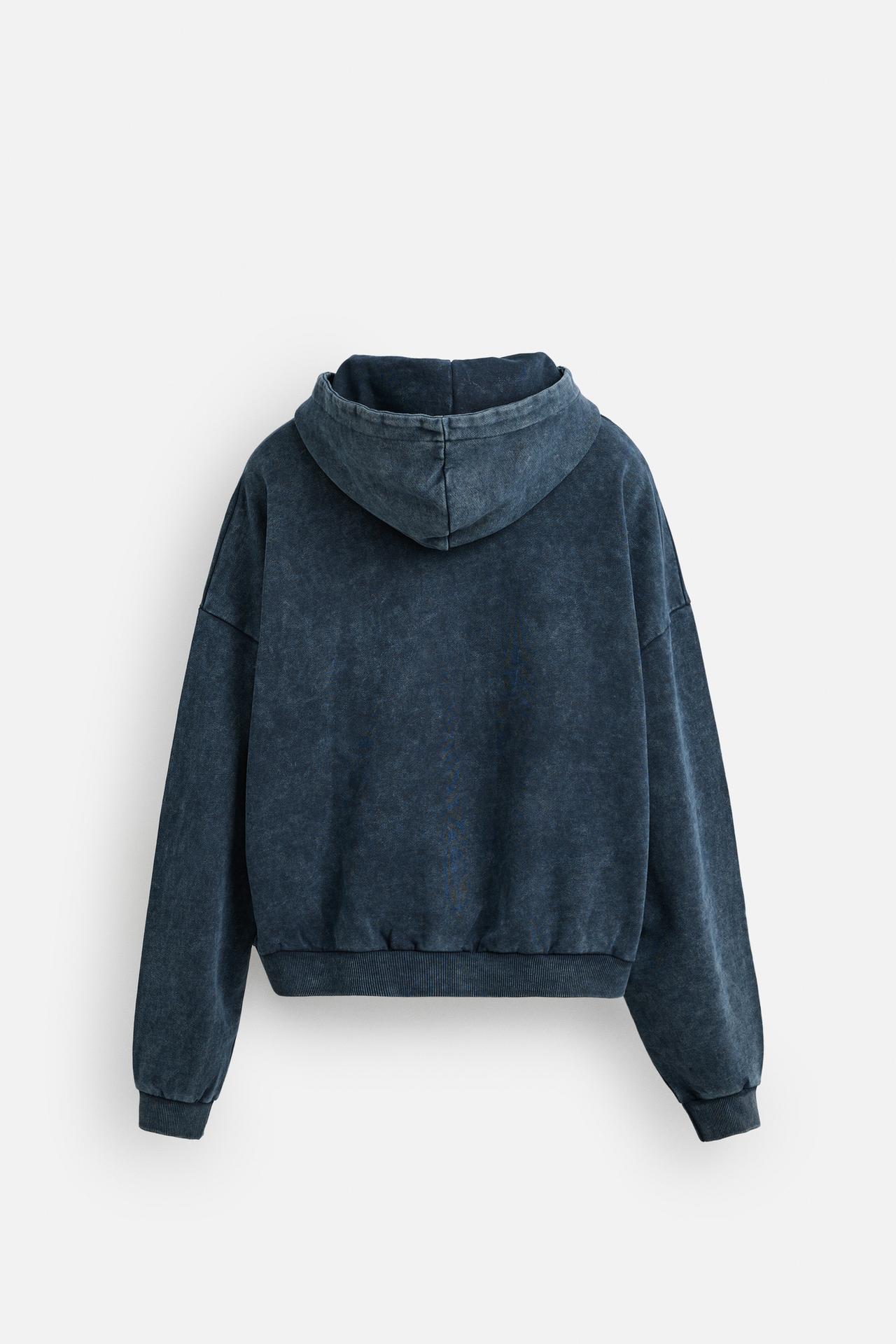 WASHED ZIP-UP SWEATSHIRT WITH NY PATCH - KANDRA
