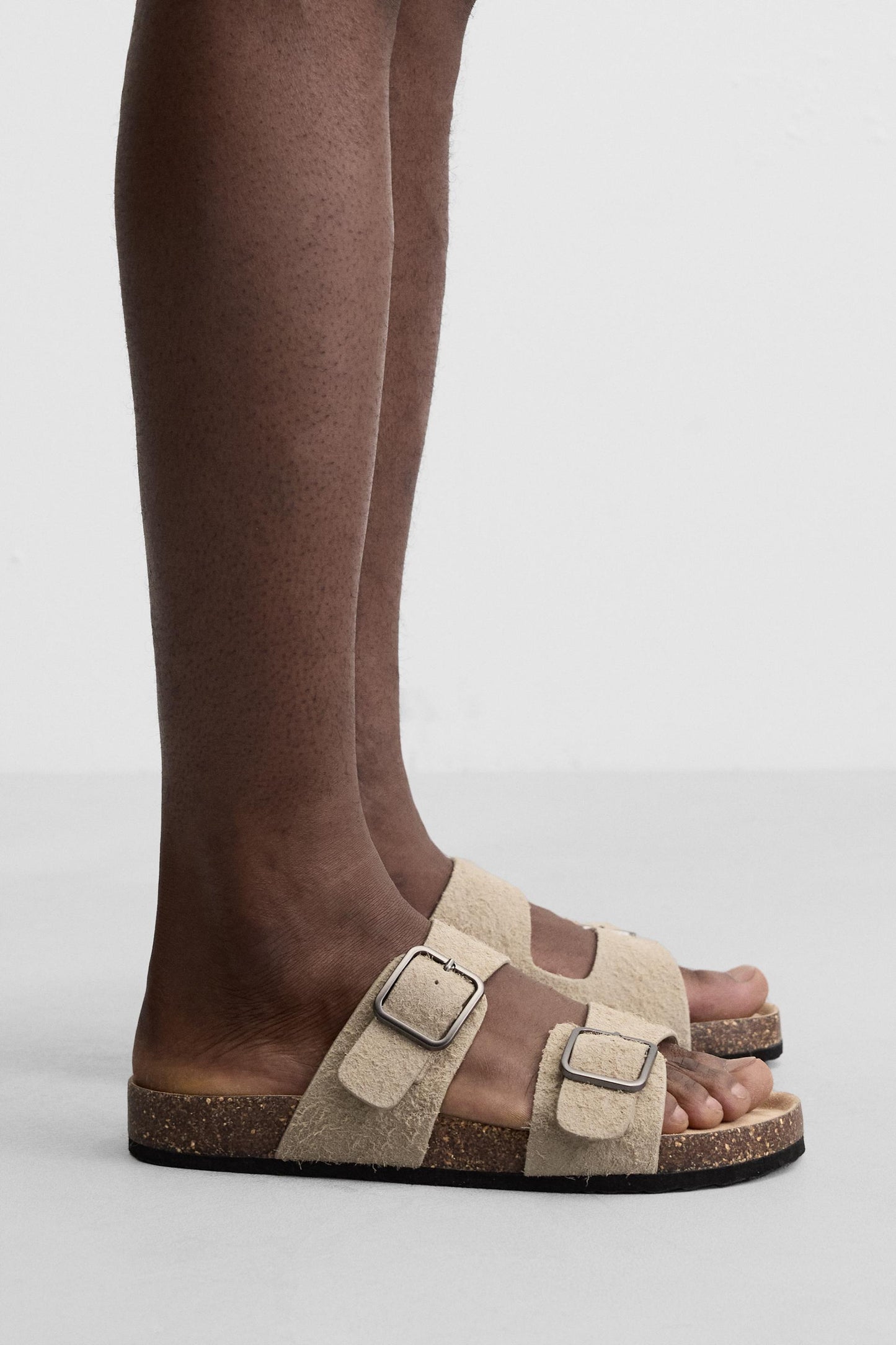 DOUBLE BUCKLE LEATHER SANDALS - KANDRA