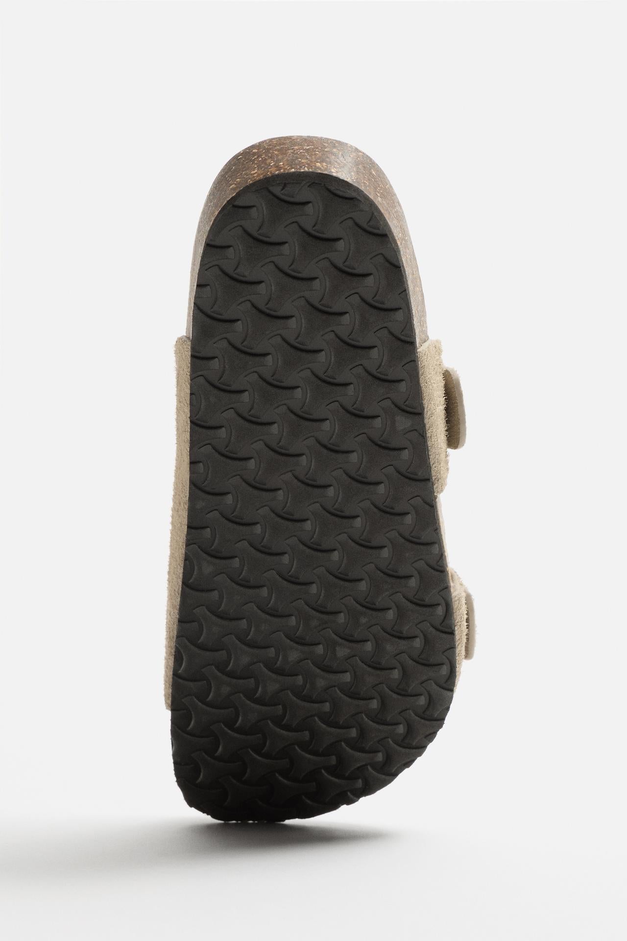 DOUBLE BUCKLE LEATHER SANDALS - KANDRA