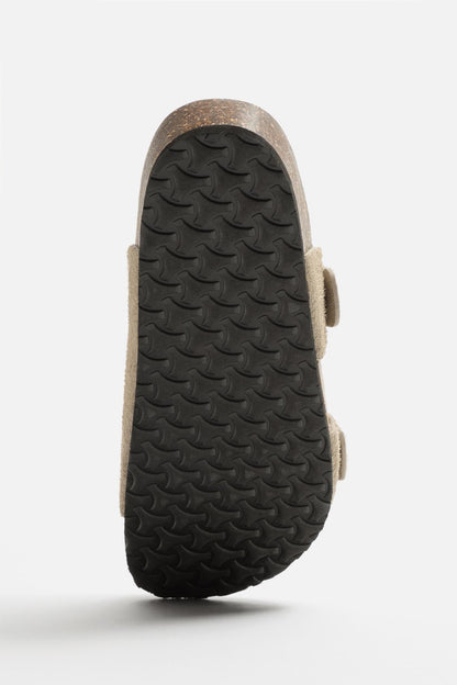 DOUBLE BUCKLE LEATHER SANDALS - KANDRA