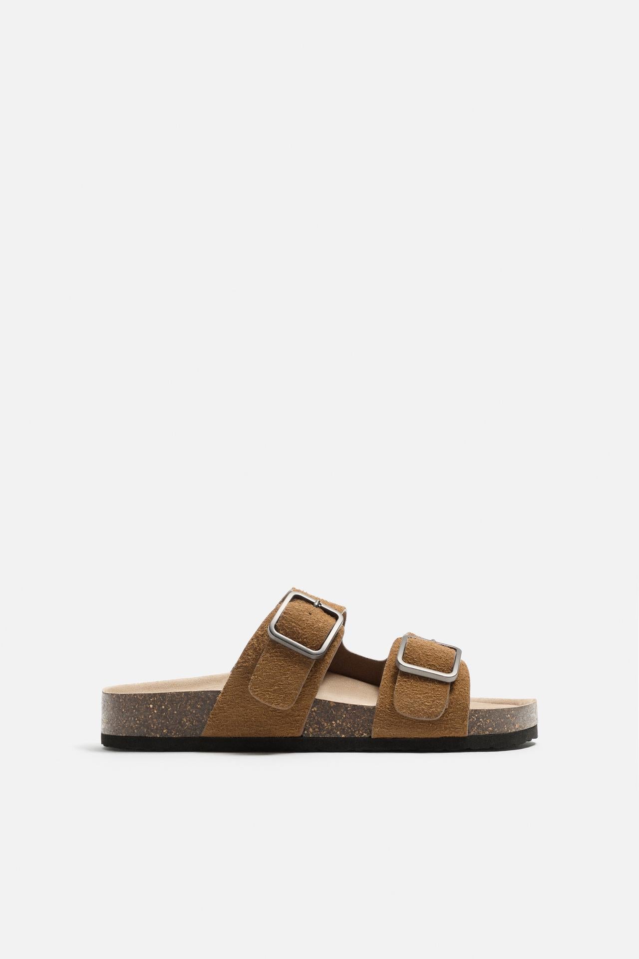 DOUBLE BUCKLE LEATHER SANDALS - KANDRA